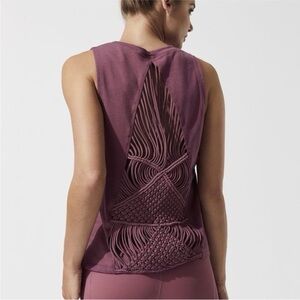 Burgundy Sleeveless Top with Intricate Back Design